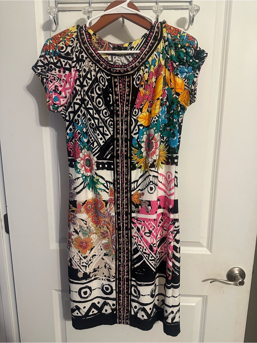 Apt. 9 Black Multi Floral & Geometric Midi Dress